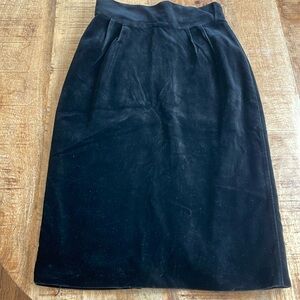 Vintage high waist black velvet pencil skirt